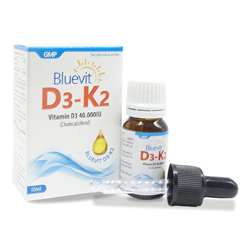 Bluevit vitamin D3 K2 - thực phẩm bổ sung vitamin d3 k2 cho trẻ sơ sinh, trẻ còi xương suy dinh dưỡng | Lotuspharma