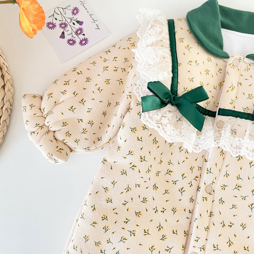 Bộ đồ liền thân Sanlutoz từ cotton thời trang mùa đông dành cho bé gái