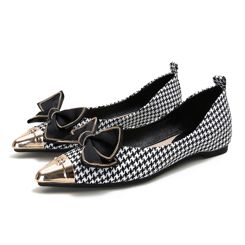 Giày Búp Bê Mũi Nhọn Đính Nơ Phong Cách Hàn Quốc Thời Trang Cho Nữ