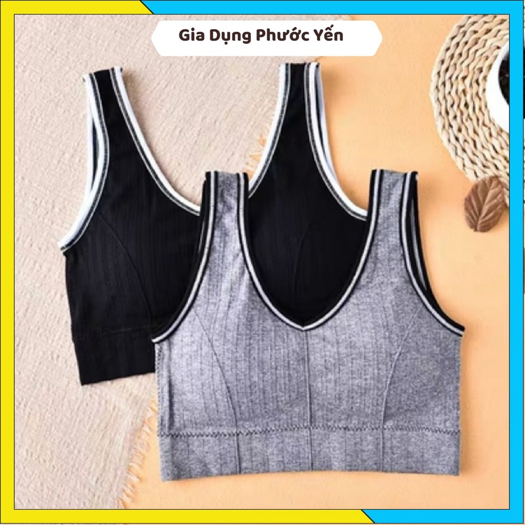 Áo Lót 2 Dây Bra Croptop Dáng Lửng Tập thể Thao Màu Đen / Xám Cao Cấp 1912