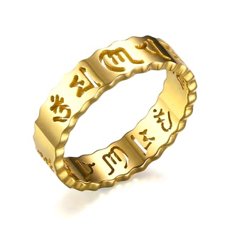 Sỉ nhẫn titan khắc lục tự đại minh om mani padme hum bản 6mm siêu đẹp, bền màu - đeo tay vạn sự may