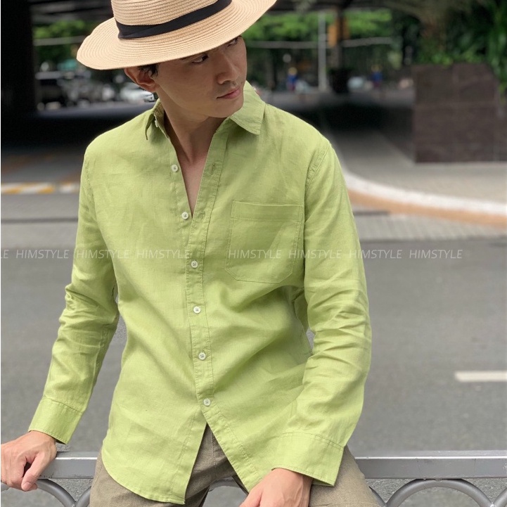 Sơmi Nam LINEN 1 Túi Phong Cách Trẻ Trung Năng Động