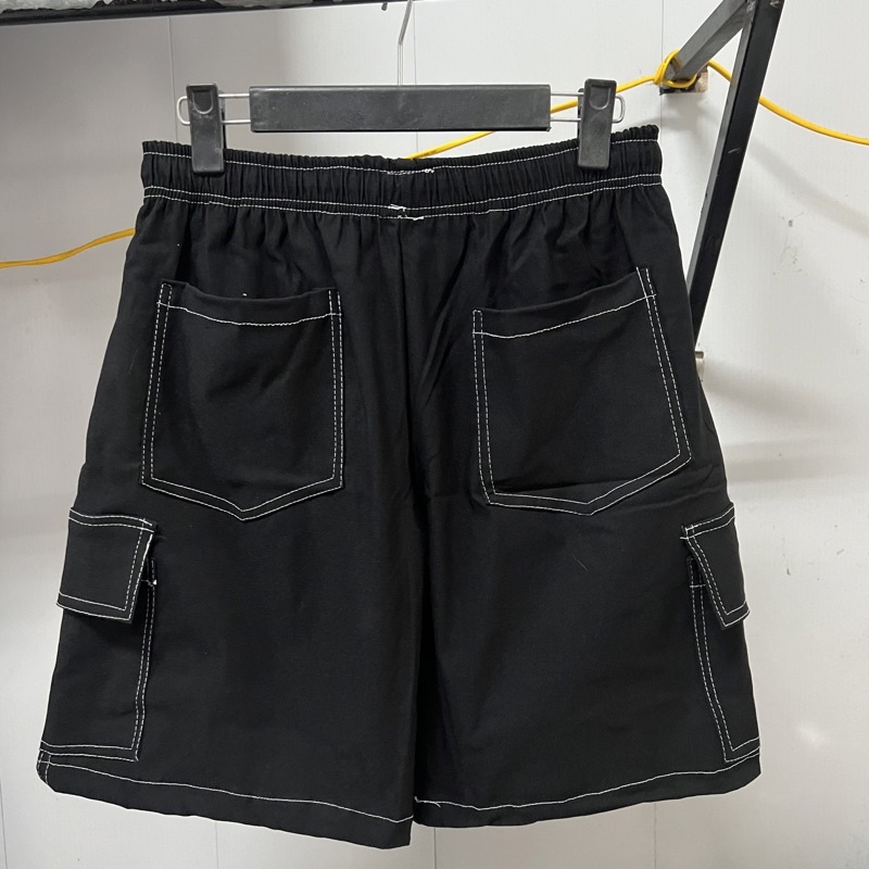 Quần short kaki túi hộp né trắng nam nữ unisex