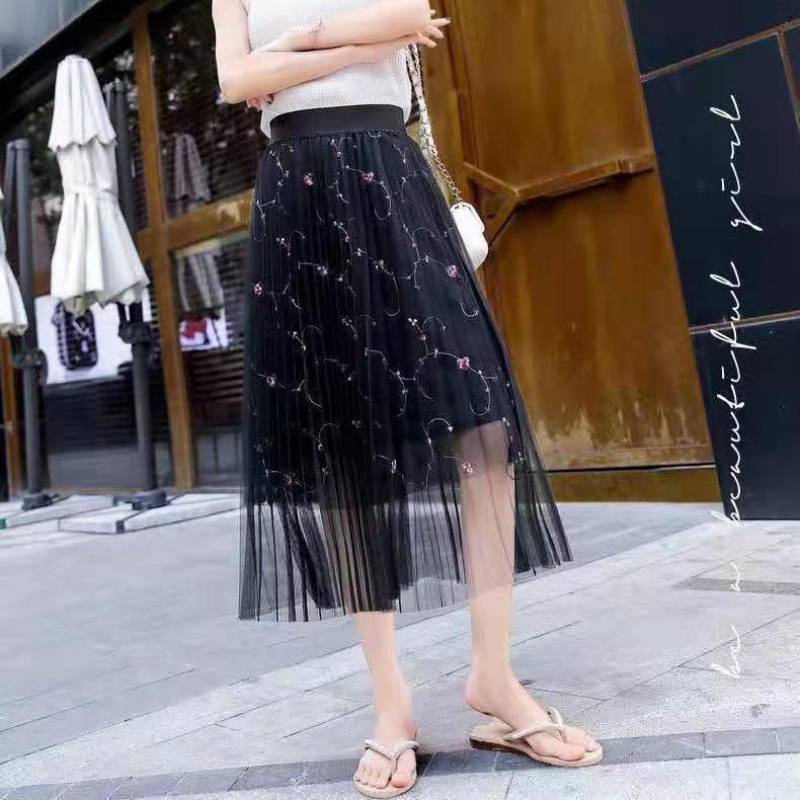 Chân váy ren lưới hoạ tiết hoa 3 lớp dáng xoè công chúa