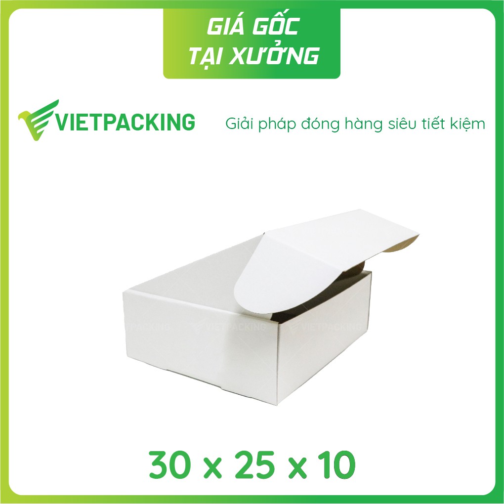 30x25x10 - 25 hộp carton nắp gài hông màu trắng sang V187