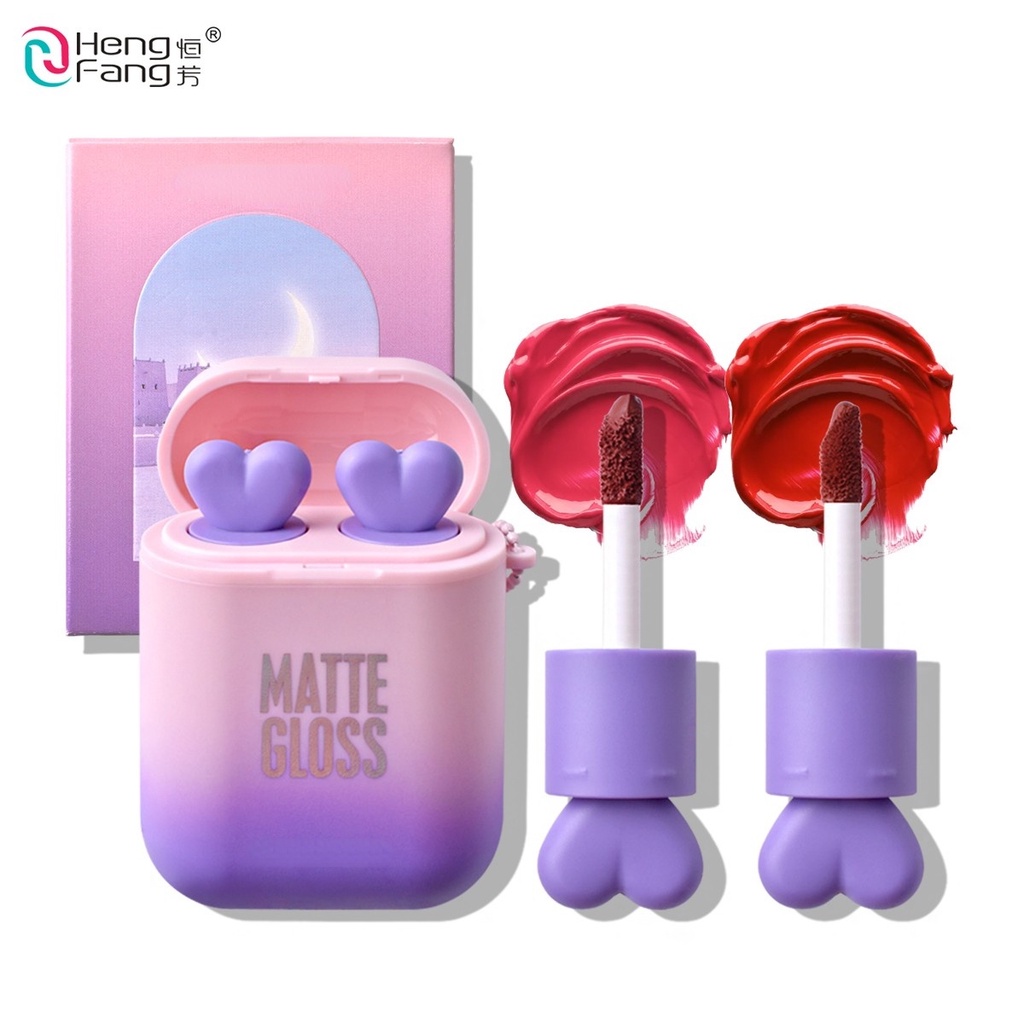 HENGFANG Earphone Shape Double Tube Air Matter Lipstick Makeup Set  1.5gx2piece