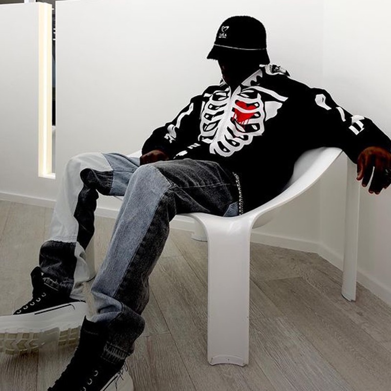 Áo Khoác Hoodie Khóa Kéo In Hình Bộ Xương Phong Cách Harajuku Punk Thời Trang Đường Phố Cho Nam