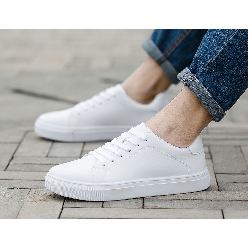 Giày Sneaker Nam thể thao màu trắng cổ cao cho học sinh phong cách Hàn Quốc TAKUTA mã TT