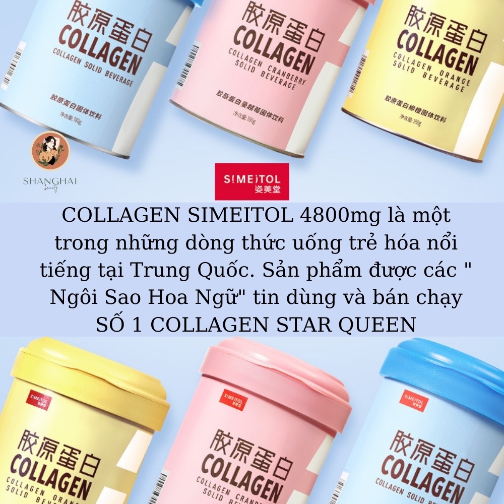 Collagen Nội Địa Trung Simeitol Bột Pha Nước, Trắng Da Giảm Thâm Nám, Bóng Mướt Mềm Mịn Trẻ Hóa Da - ShangHai Beauty