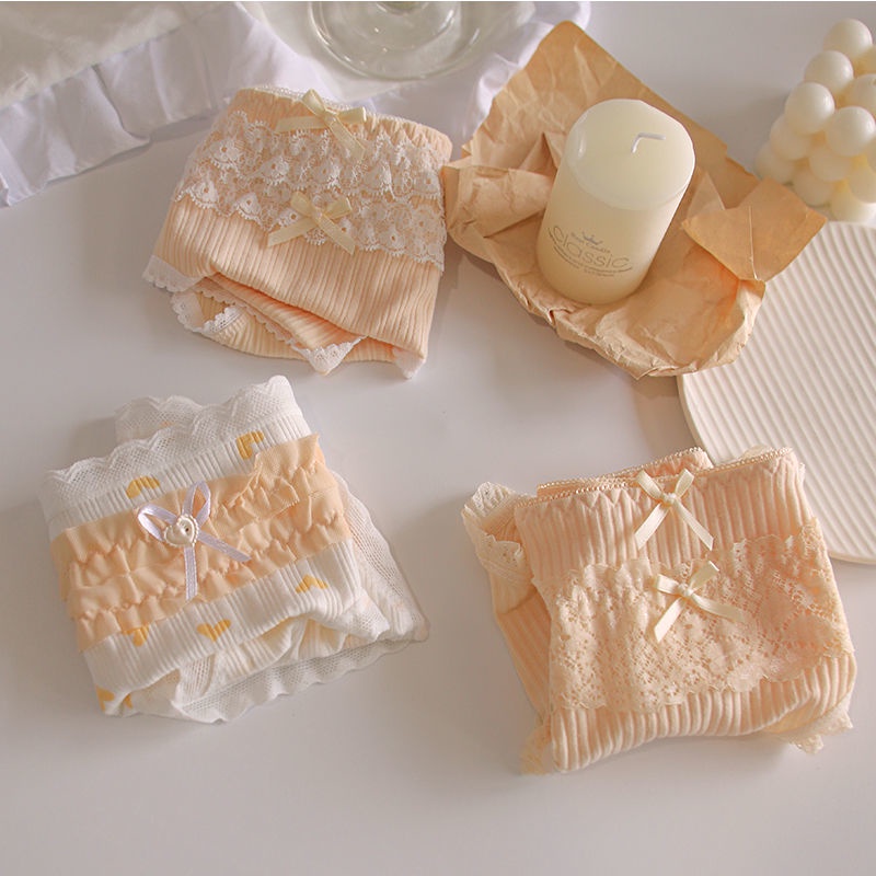 Jiashucheng Quần Lót Cotton Nguyên Chất Kháng Khuẩn Bán Chạy 100% Phối Ren Công Chúa Dễ Thương Cho Bé Gái