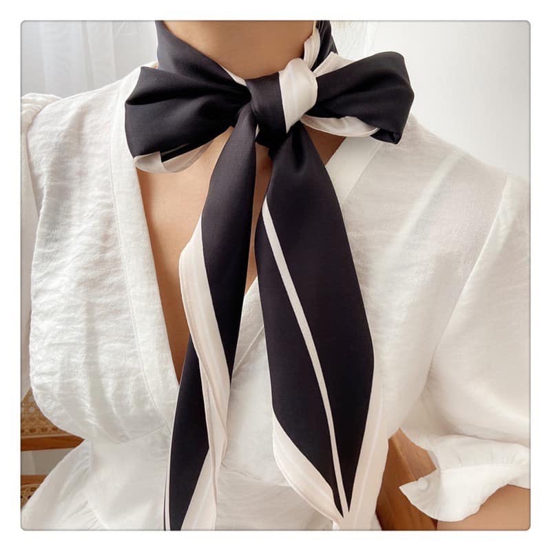 khăn lụa dài màu đen