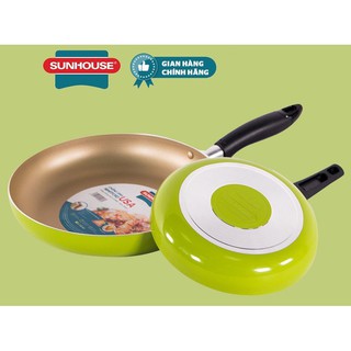 Chảo cặp nhôm trơn cạn Sunhouse phi 18 + 24 xanh