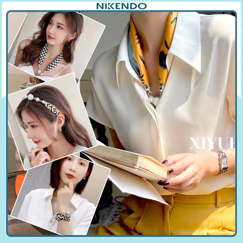 Khăn Choàng Quàng Thắt Nơ Cột Cổ Áo Sơ Mi Cột Đầu Lụa Công Sở Thắt Nơ Tay Đa Năng MK1