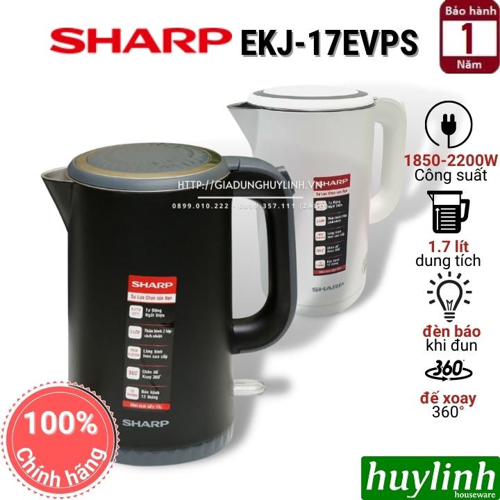 [Mã ELHAMS5 giảm 6% đơn 300K] Ấm - Bình đun siêu tốc Sharp EKJ-17EVPS - 1.7 lít