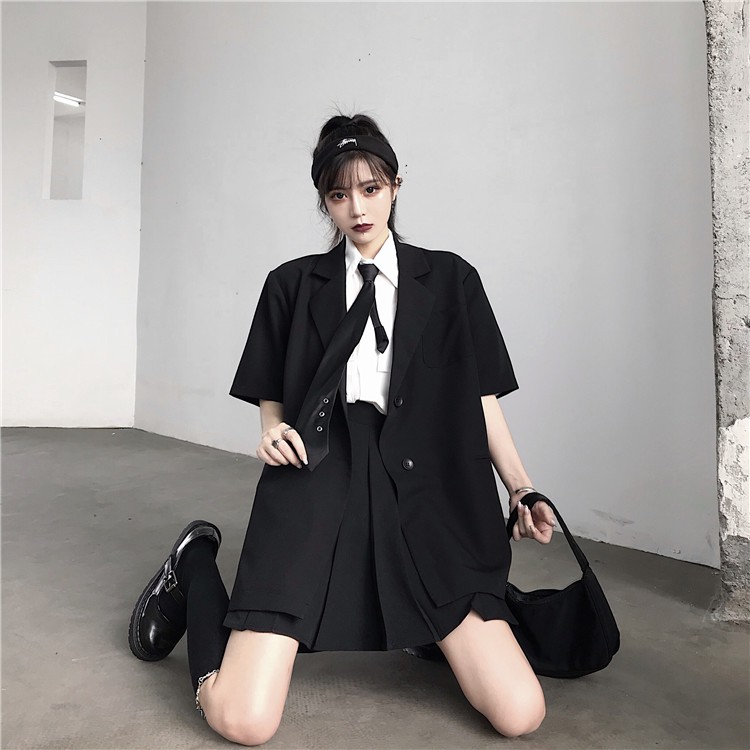 Áo Khoác Blazer Ngắn Tay Phối Hai Hàng Nút Thời Trang | BigBuy360 - bigbuy360.vn