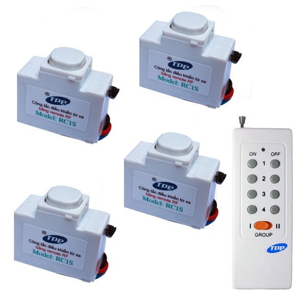 Bộ 4 công tắc điều khiển từ xa xuyên tường TPE RC1S-com4b (Trắng)