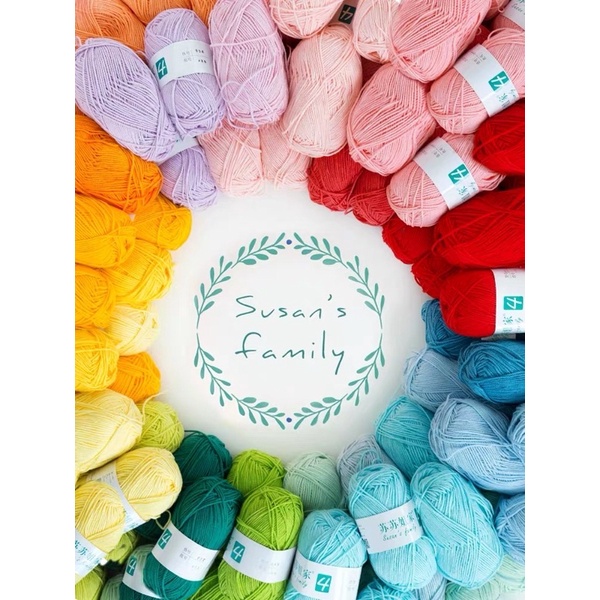 [SALE SỐC] Mã 41-63 Len cotton Susan’s Family 4 đa dạng màu sắc 50gr/cuộn