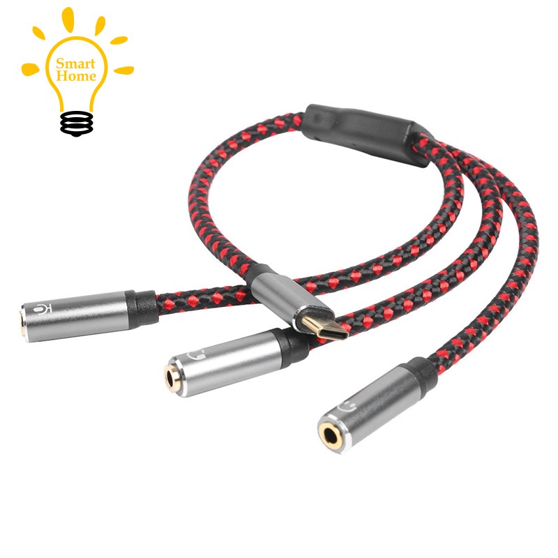 Dây cáp chuyển đổi cổng 3.5mm sang AUX Microphone giắc tai nghe 3 trong 1 Type-C dây cáp audio USB 3.1
