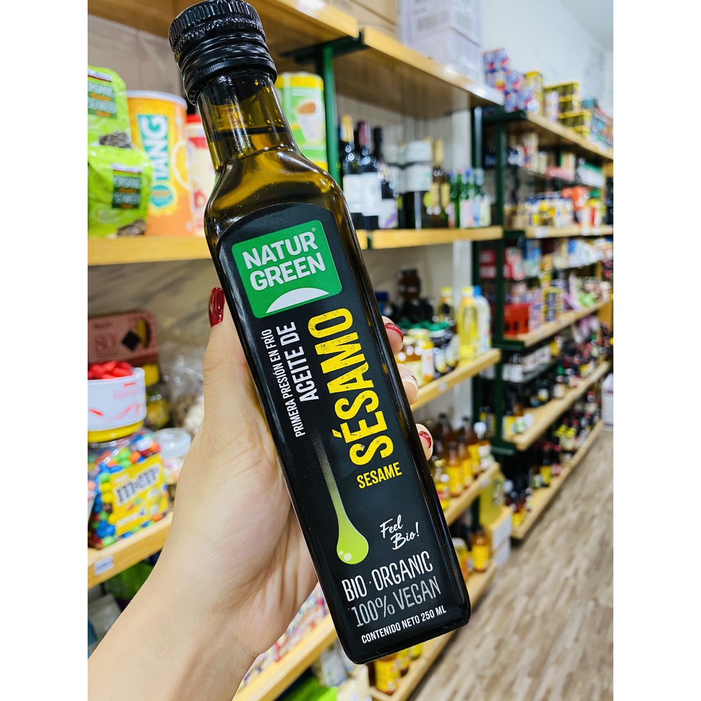 Dầu hạt mè nguyên chất ép lạnh hữu cơ ép NaturGreen 250ml  -cold pressed oils.