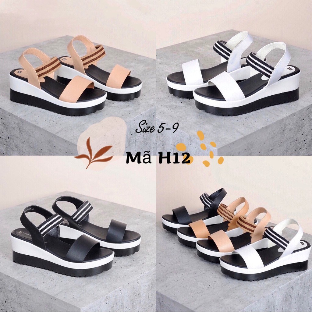 Giày Học Sinh  - Sandal 5P Đế Bằng  - Quai Thun - Đế Đúc H12