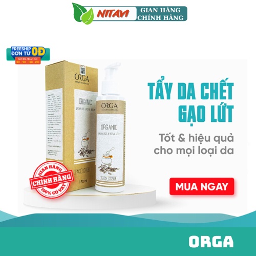 Tẩy da chết Mặt loại bỏ tế bào chết bã nhờn Le'Orga Oganic Gạo Lứt - Gel Hạt Tẩy Kì Ngừa Mụn, Trẻ Hóa, Trắng Da 120ml