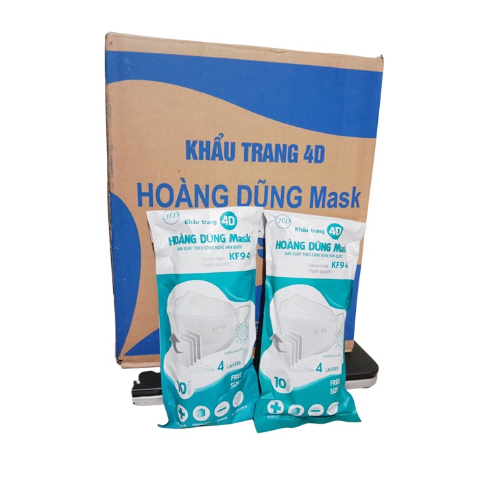 Khẩu trang KF94 - 4 lớp Hoàng Dũng  4D Mask kháng khuẩn cao cấp
