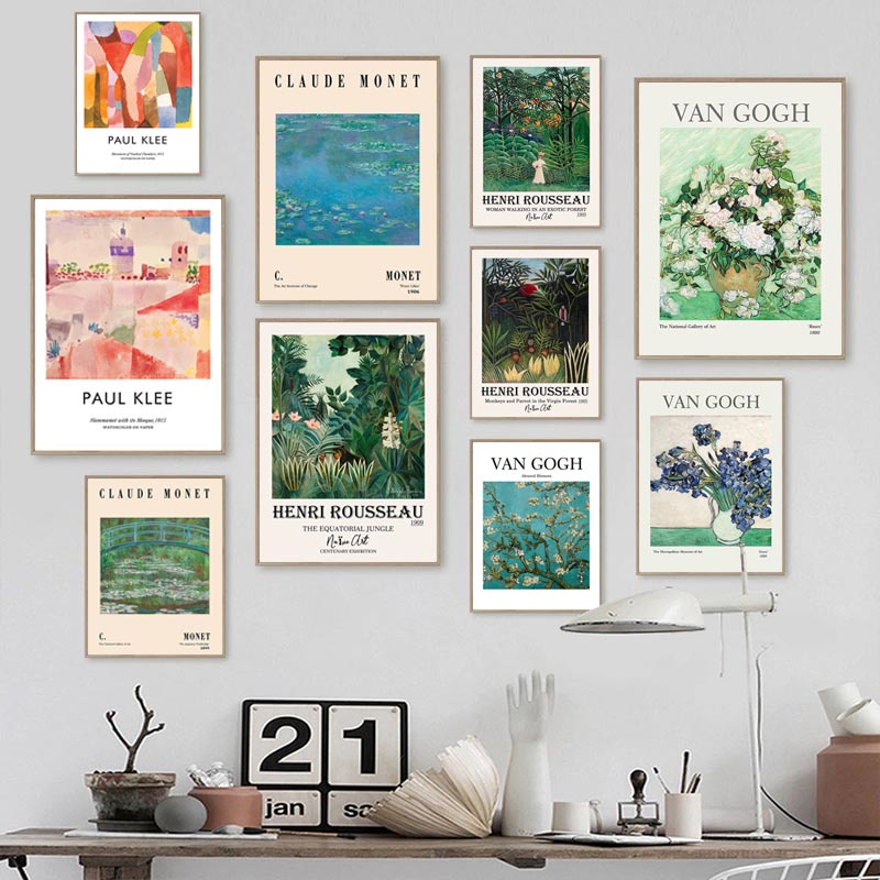 Tranh Vải Bạt Treo Tường In Hình Hoa Hồng Hạnh Nhân Phong Cách Van Gogh Cổ Điển Trang Trí Nhà Cửa