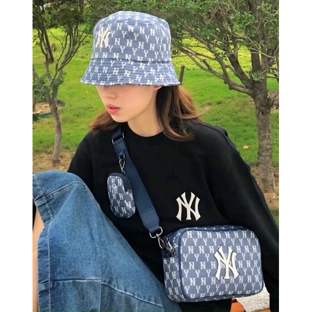 [Full Tag code loại đẹp] Túi đeo chéo Ny 2 chi tiết dáng hộp cá tính, Túi mlb đeo chéo unisex