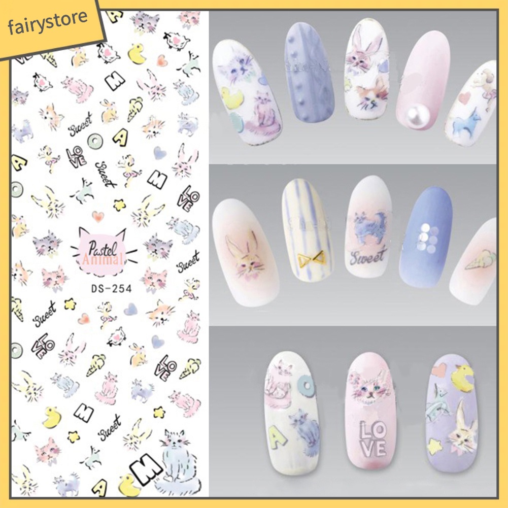 Tấm hình dán nhiều họa tiết xinh xắn dùng để trang trí móng