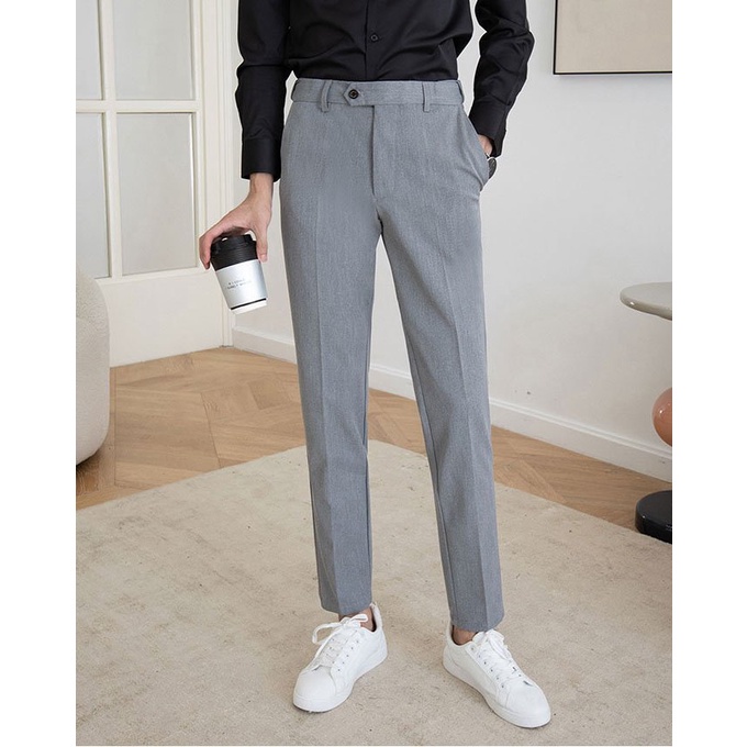 Quần âu nam đai chun from dáng trẻ trung 3 màu đen/xám/ghi