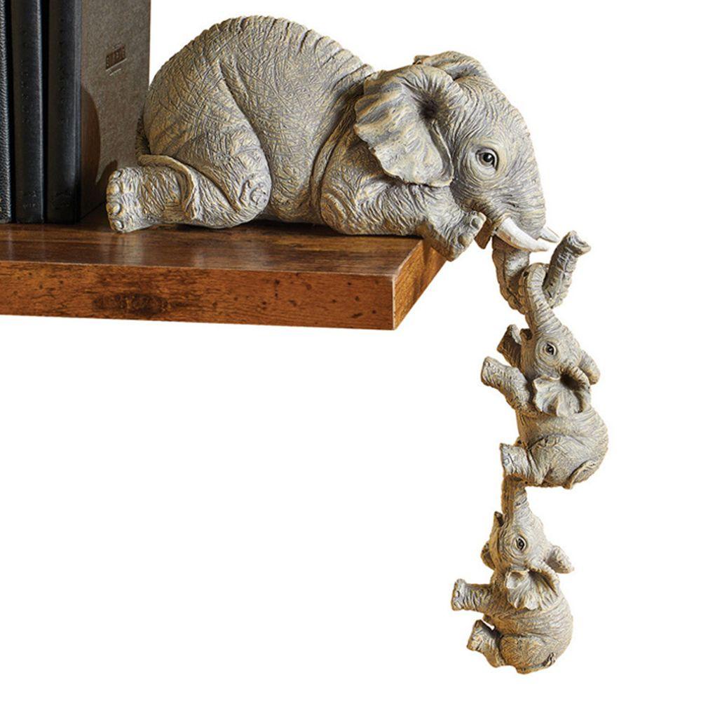 WONDER Elephant Holding Two Babies Figurine Creative Cute Home Decor Elephant Sculpture