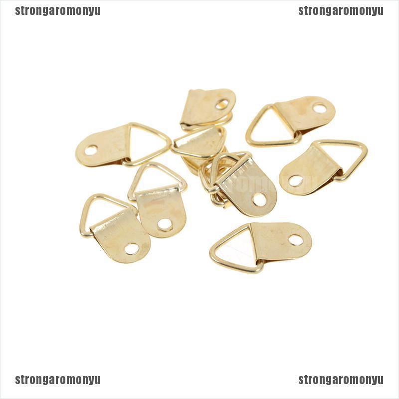 [STR] Set 20 Móc Treo Khung Ảnh Tam Giác Hình Chữ D Bằng Đồng Thau Màu Vàng Kim