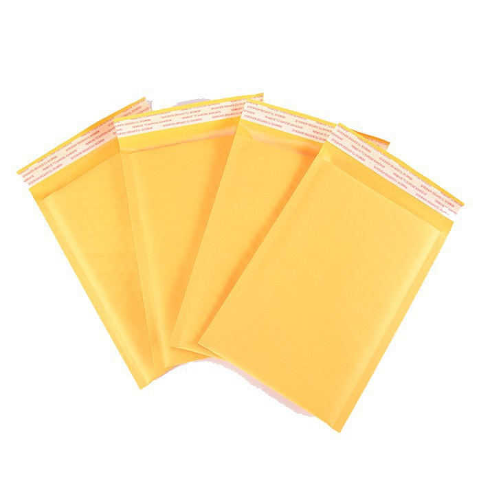 10 Túi đóng gói hàng hóa có bóng khí chống sốc an toàn kích thước 11cmx15cm màu vàng