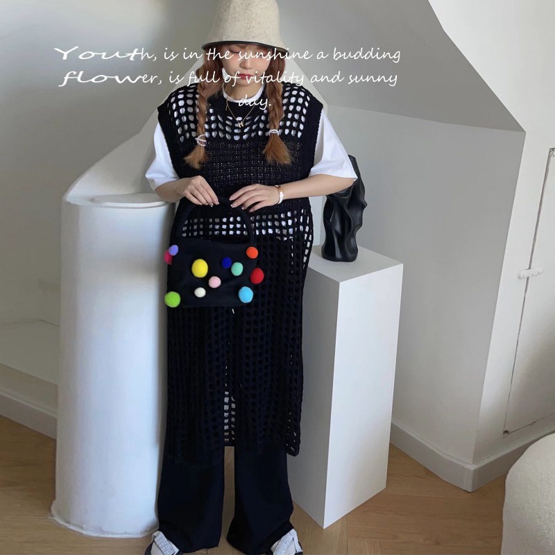 Đầm Lưới Dệt Kim Sát Nách Nhiều Lớp Phong Cách Hàn Quốc Thời Trang Xuân Hè Cho Nữ