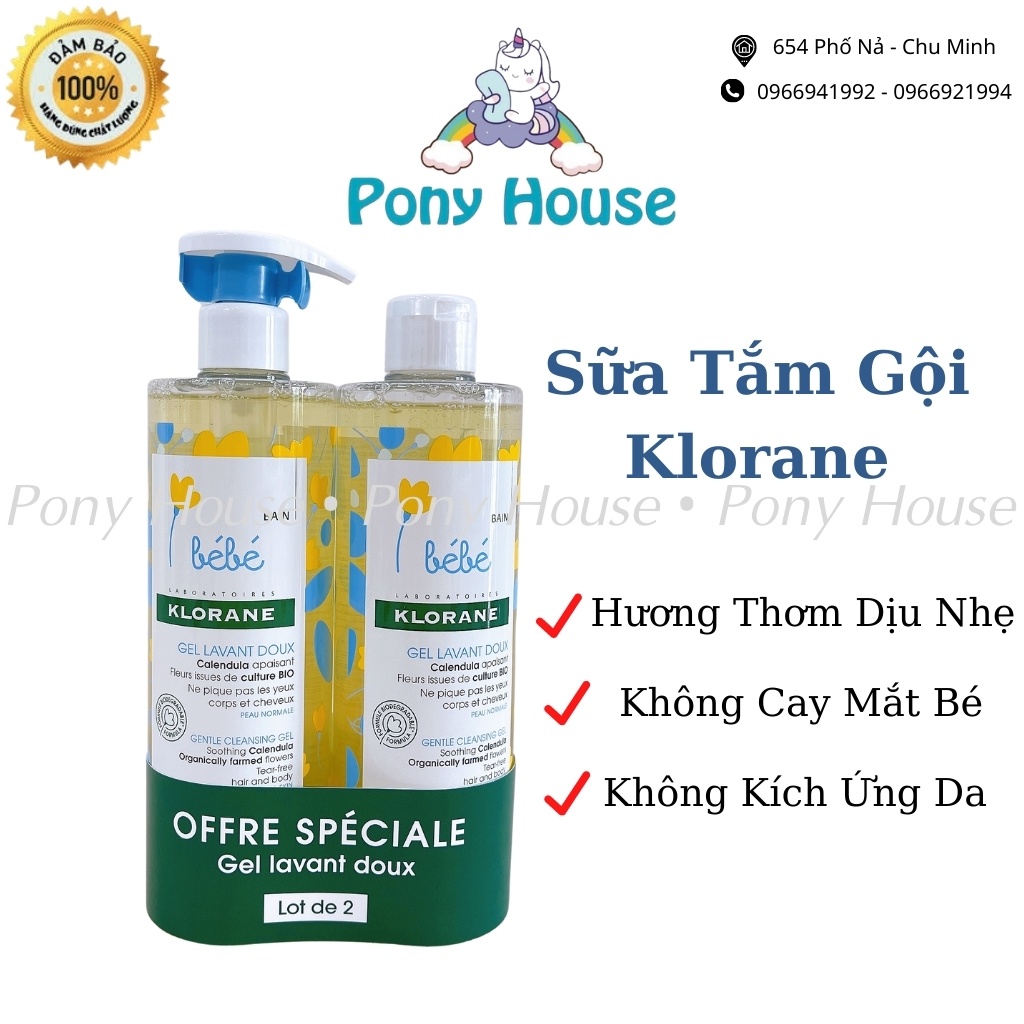 Sữa Tắm Gội BeBe KLorane 2in1 Pháp An Toàn Cho Bé Từ Sơ Sinh Mẫu Mới 500ML