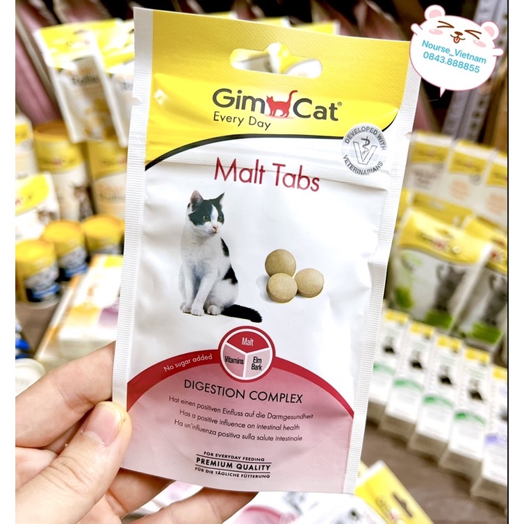 GimCat Malt Tabs 40G - Snack Dạng Viên Hỗ Trợ Búi Lông cho Mèo