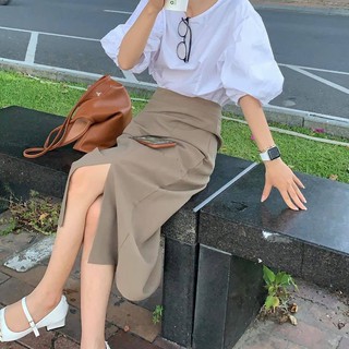 Chân Váy Chữ A Dáng Dài Xẻ Tà Ulzzang - Titto Closet