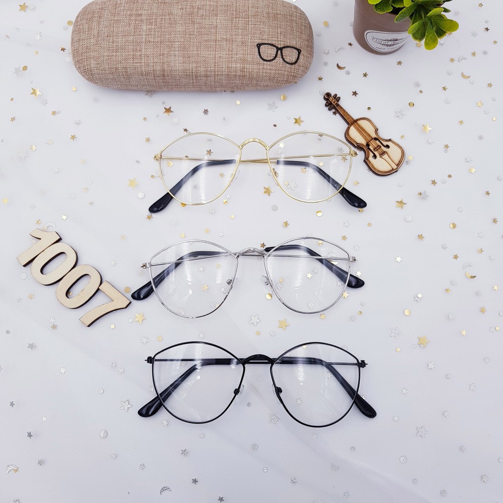 Mắt kính giả cận gọng xi hàn quốc form bầu💖FREESHIP💖gọng kính mát nữ sang chảnh AH1007 | BigBuy360 - bigbuy360.vn