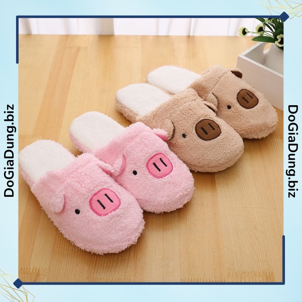 Dép bông lông xù đi trong nhà mùa đông hình thú cute