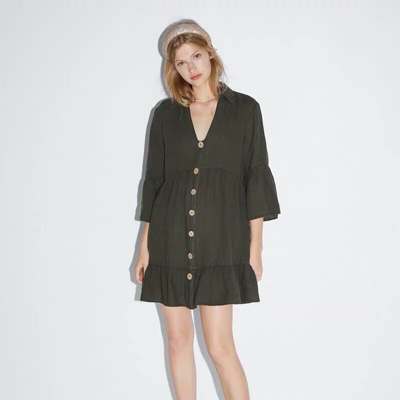 Đầm xanh rêu Zara