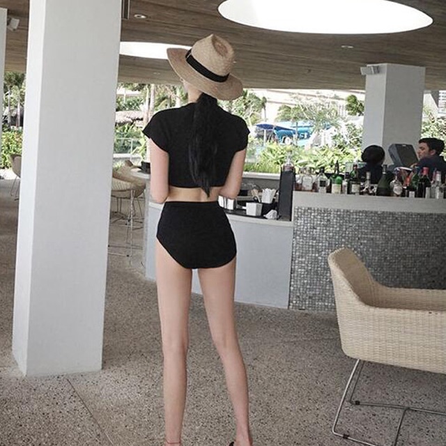 [HAND MADE] Bikini Dệt Kim Quần Cạp Cao Áo Kiểu Nơ Phong Cách Hàn Quốc Free Size - Hàng Nhập Quảng Châu -Lucky Girl shop
