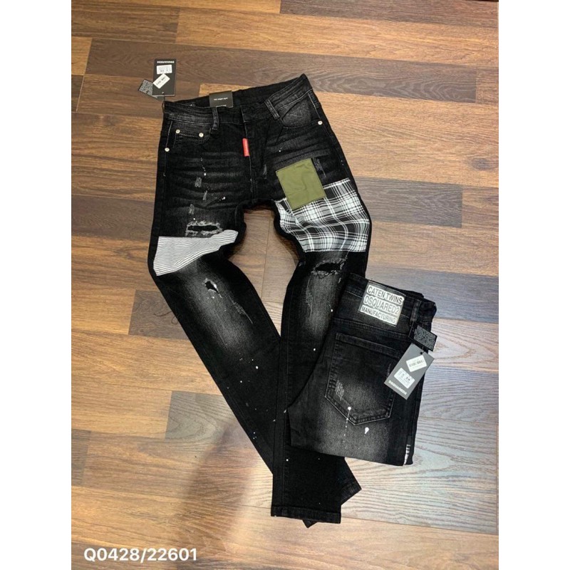 Quần Jean nam DSQ vá đùi màu đen cực sang (được xem hàng) ⇞ . *