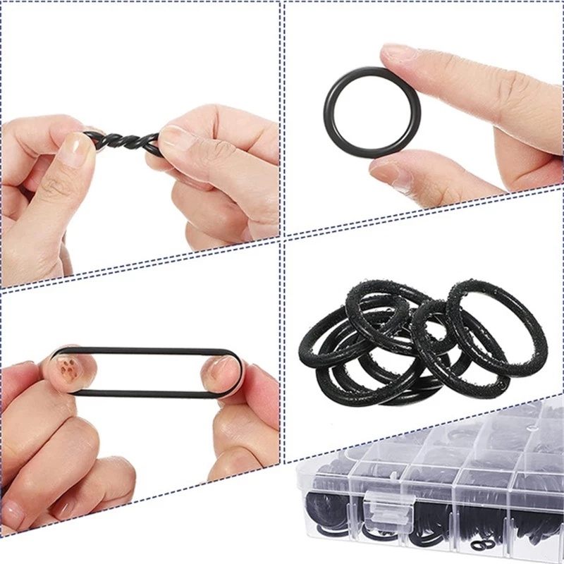 Set 225 Vòng Đệm Cao Su Đen Đa Chức Năng Nhiều Kích Thước Khác Nhau Dùng Để Sửa Chữa Cơ Khí Xe Hơi