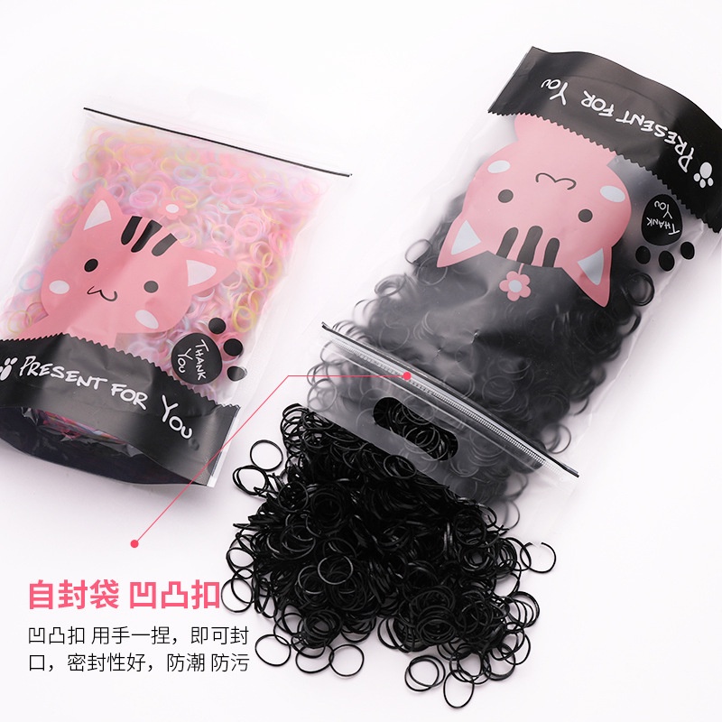 Túi dây buộc tóc bằng cao su màu đen / nhiều màu phong cách Hàn Quốc đơn giản dành cho bé gái