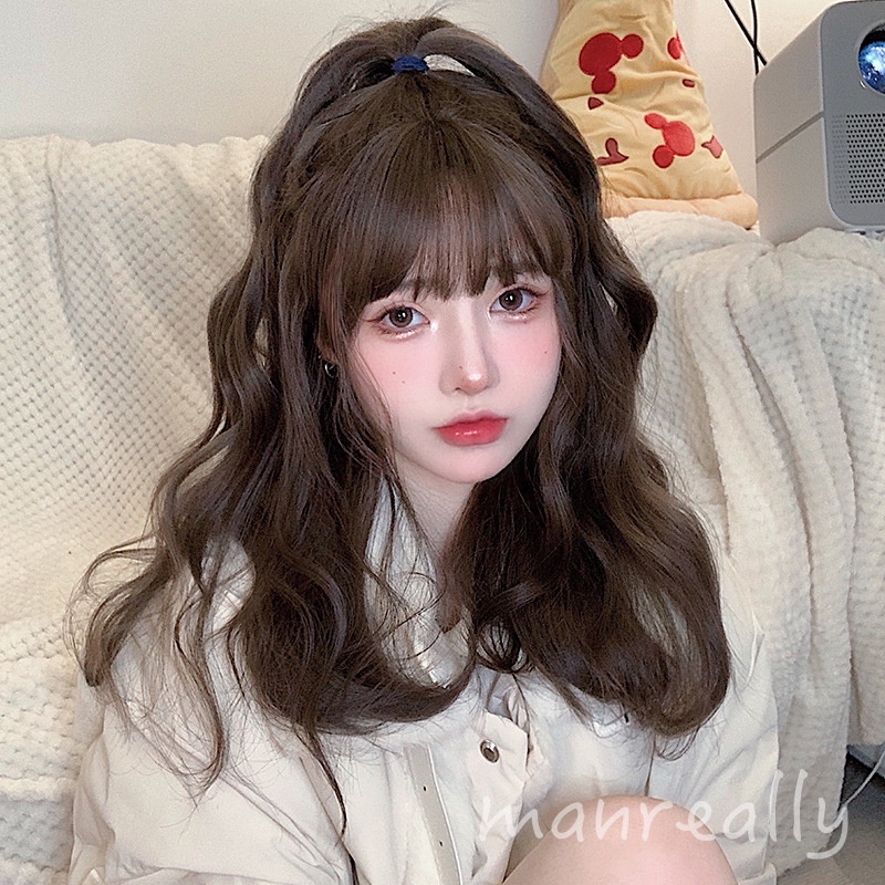 Tóc giả nữ nguyên đầu đẹp ❤️FREESHIP❤️ Tóc nguyên đầu xoăn lọn đuôi 40cm, C8112