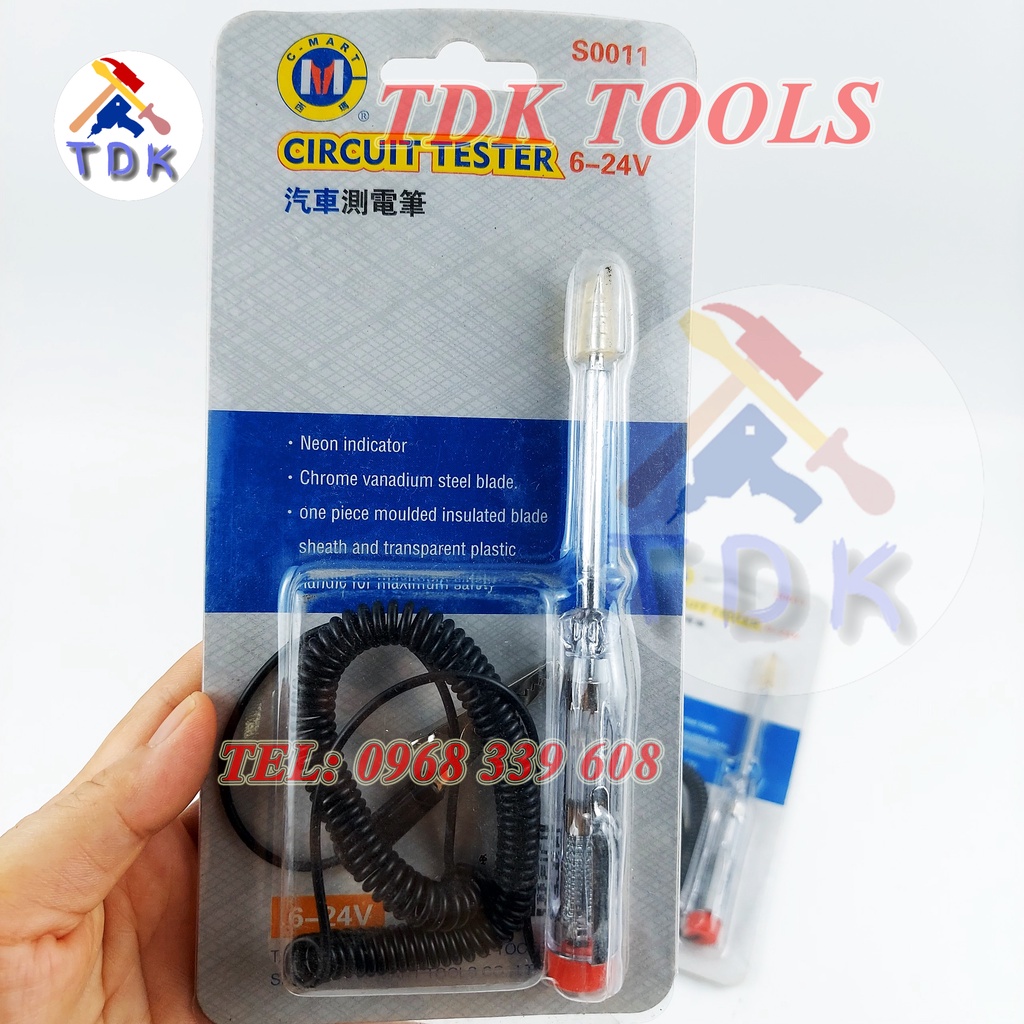 Bút thử điện ô tô DC 6V 12V 24V C-Mart S0011, dụng cụ kiểm tra chuẩn đoán mạch xe hơi