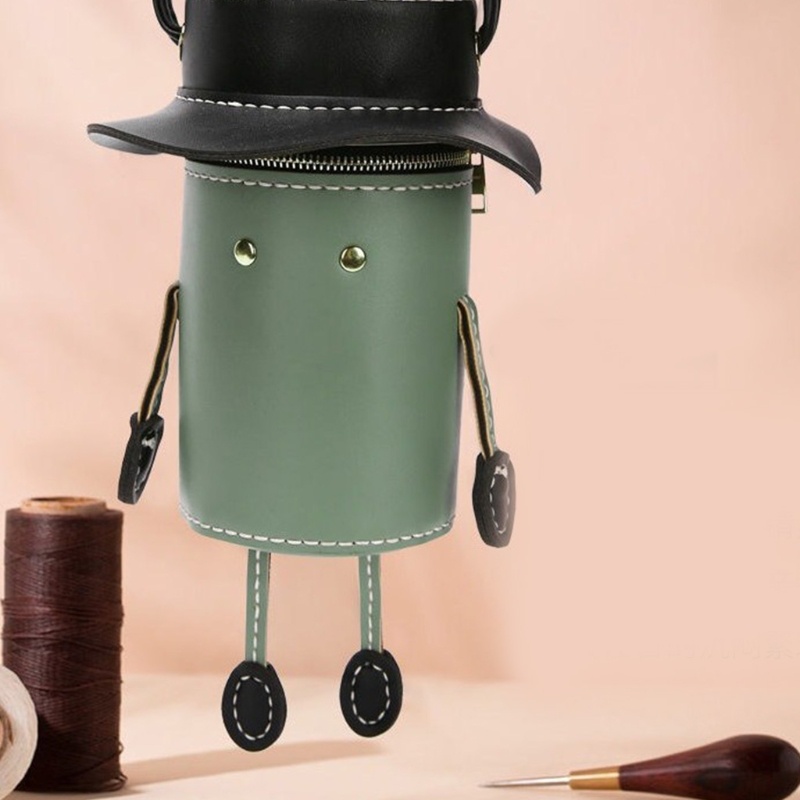 Túi Xách Bucket Da Pu Hình Trụ Mini Làm Thủ Công Thiết Kế Dễ Thương