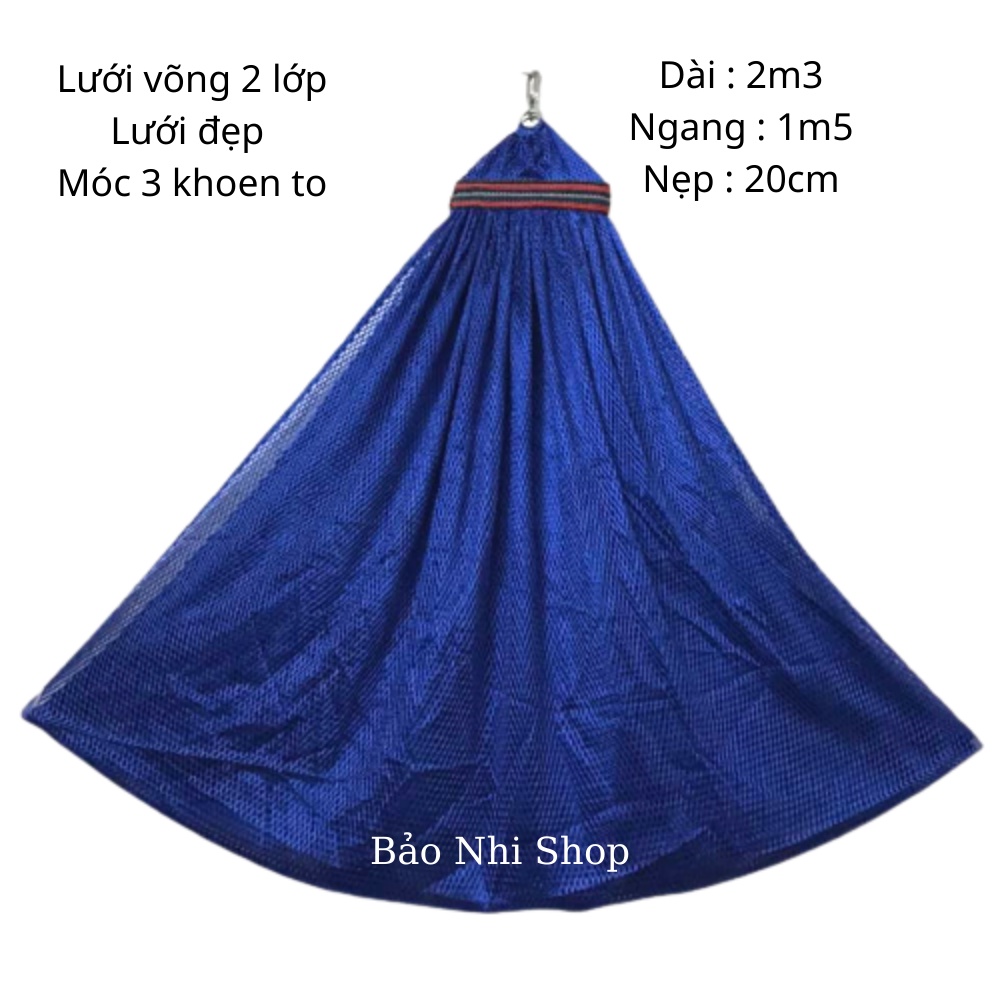 Võng lưới 2 lớp nẹp đầu , size 2m3 x 1m4 ,nẹp 2,4cm , võng lưới nẹp đầu cao cấp lưới dày đẹp
