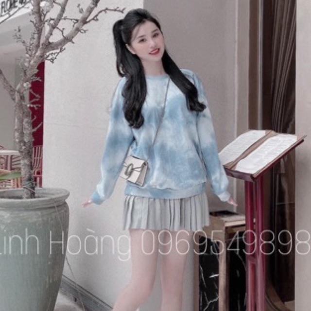 BÁN SỈ ÁO NỈ NỮ LOANG MÂY XANH TRẮNG THÊU GẤU KENZ CHO NỮ | BigBuy360 - bigbuy360.vn