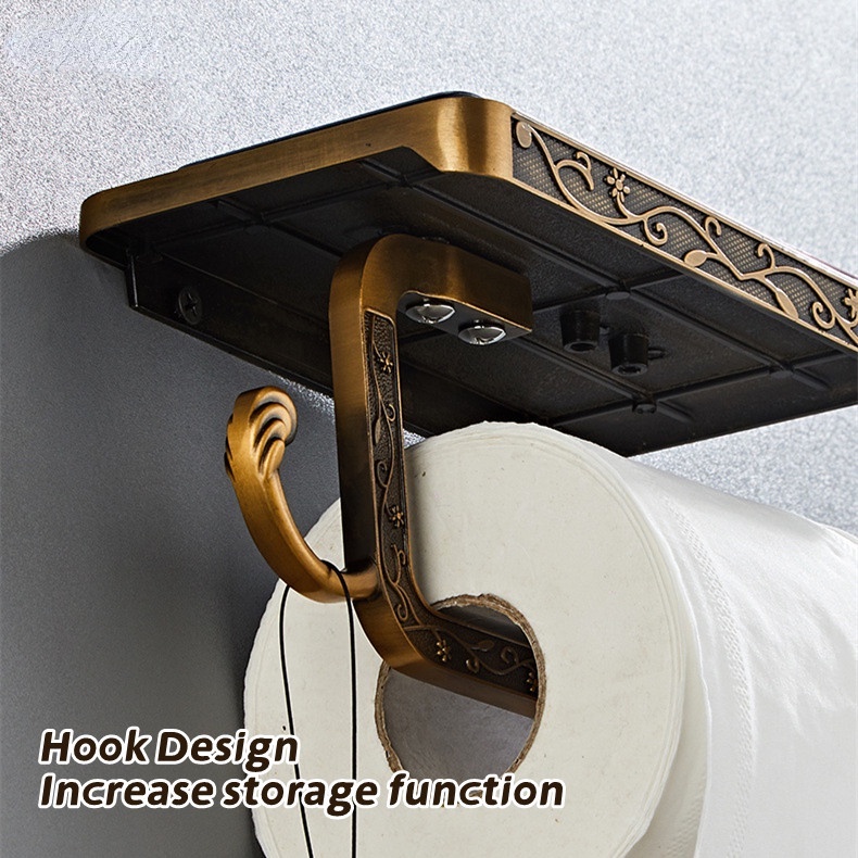 Giá Đỡ Cuộn Khăn Giấy Bằng Nhôm Họa Tiết Cổ Điển Phong Cách Châu Âu Tiện Dụng Cho Điện Thoại / Toilet